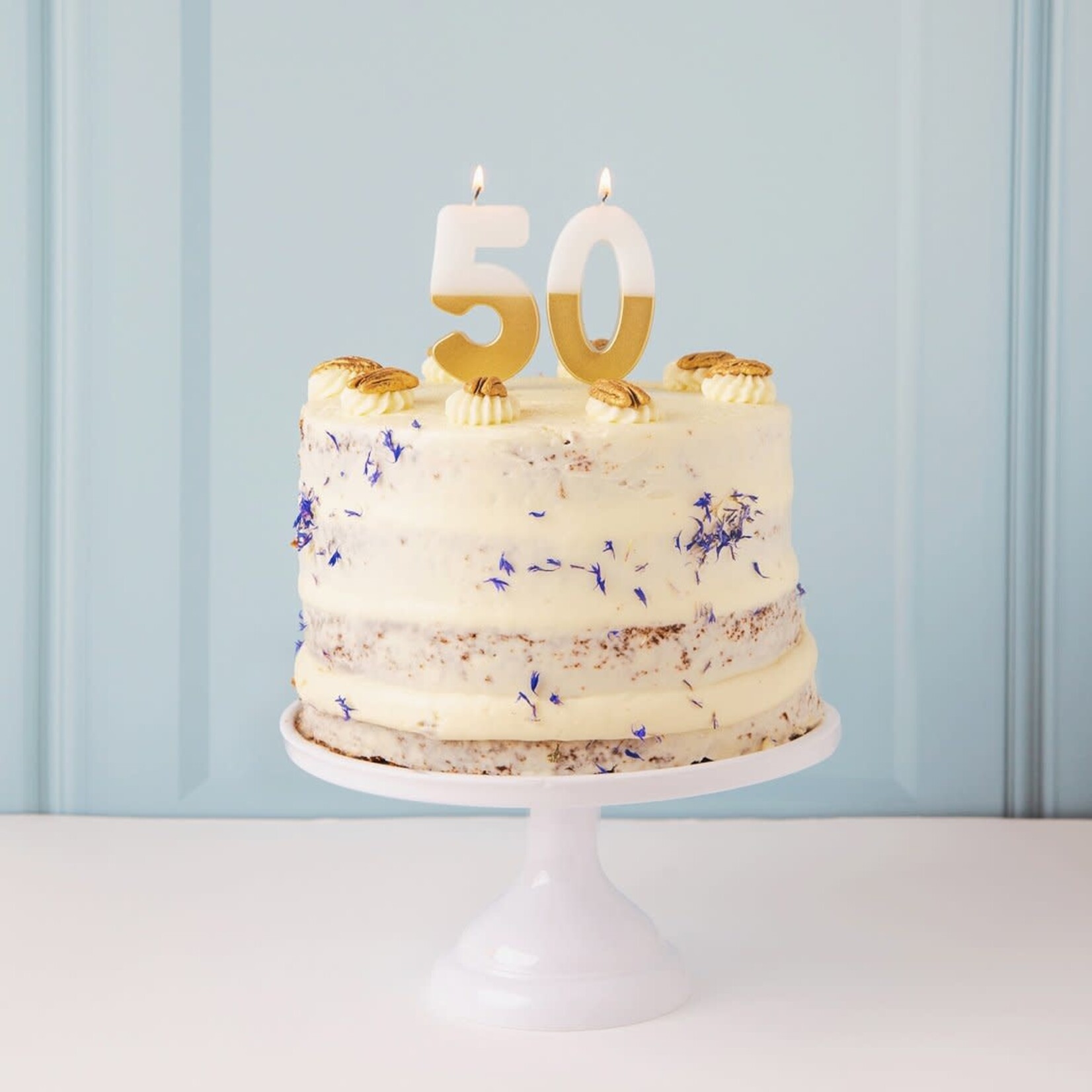 TT White and Gold Number 0 Candle