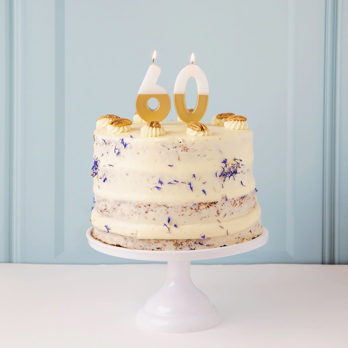TT White and Gold Number 0 Candle