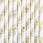 PD Paper Straws, gold flowers, 19.5cm