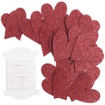 RICO TAGS, HEARTS S, GLITTER RED 24 PCS FSC MIX