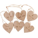 RICO WOODEN HEART TAG 6X5 CM, 6 PCS