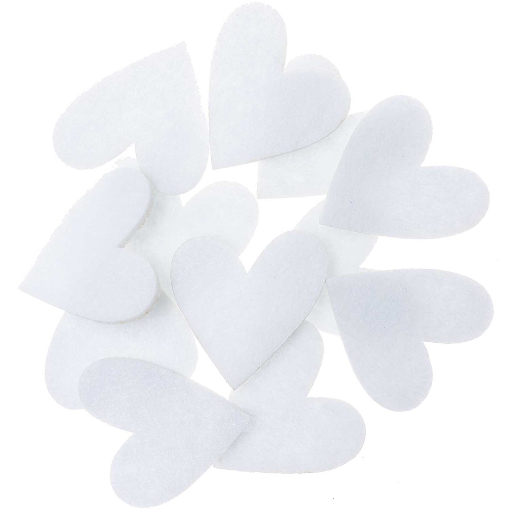 RICO FELT HEART, WHITE 12 PCS, 33mm x 35mm