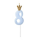 PD Birthday candle Number 8, light blue, 9.5cm