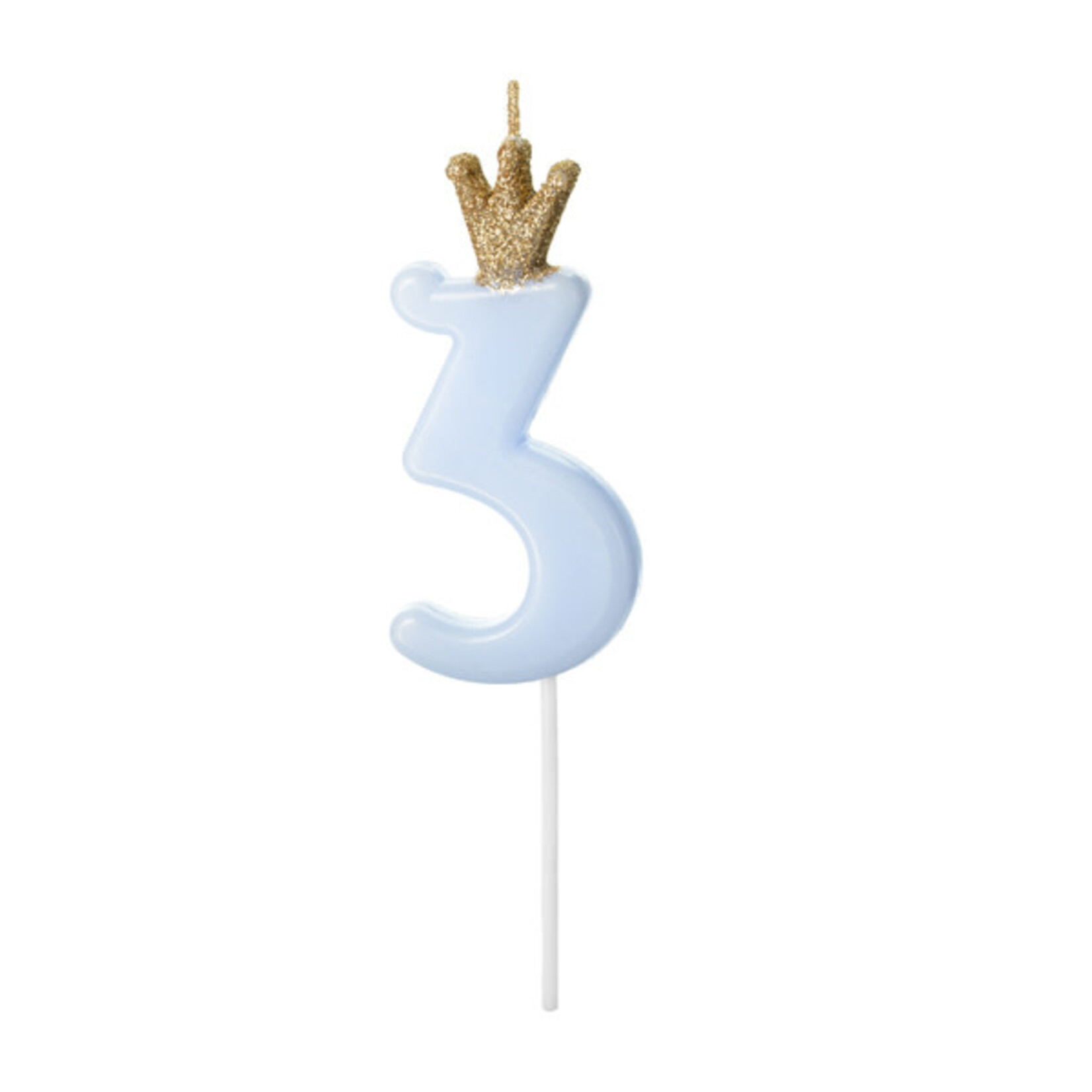 PD Birthday candle Number 3, light blue, 9.5cm