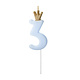 PD Birthday candle Number 3, light blue, 9.5cm