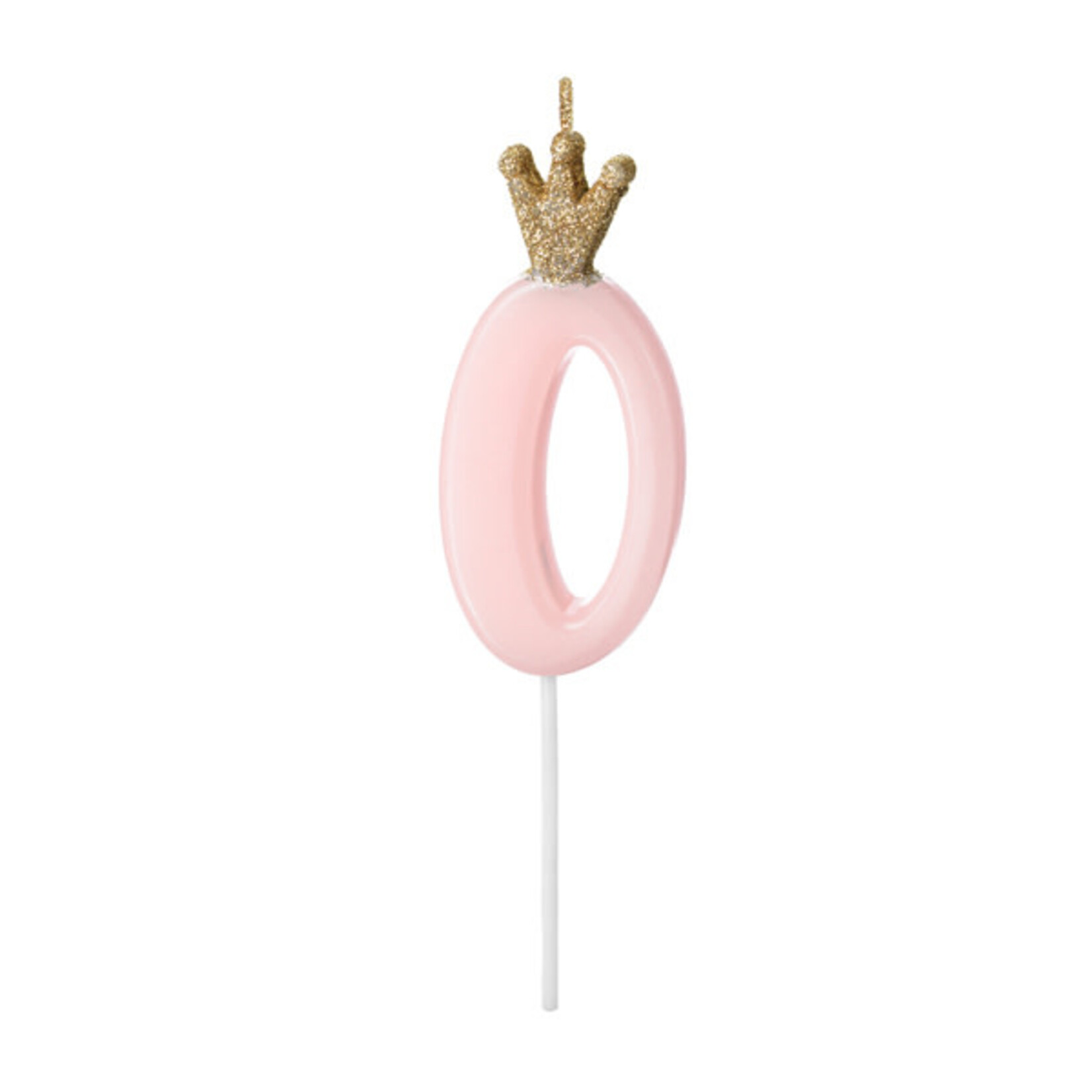 PD Birthday candle Number 0, light pink, 9.5cm