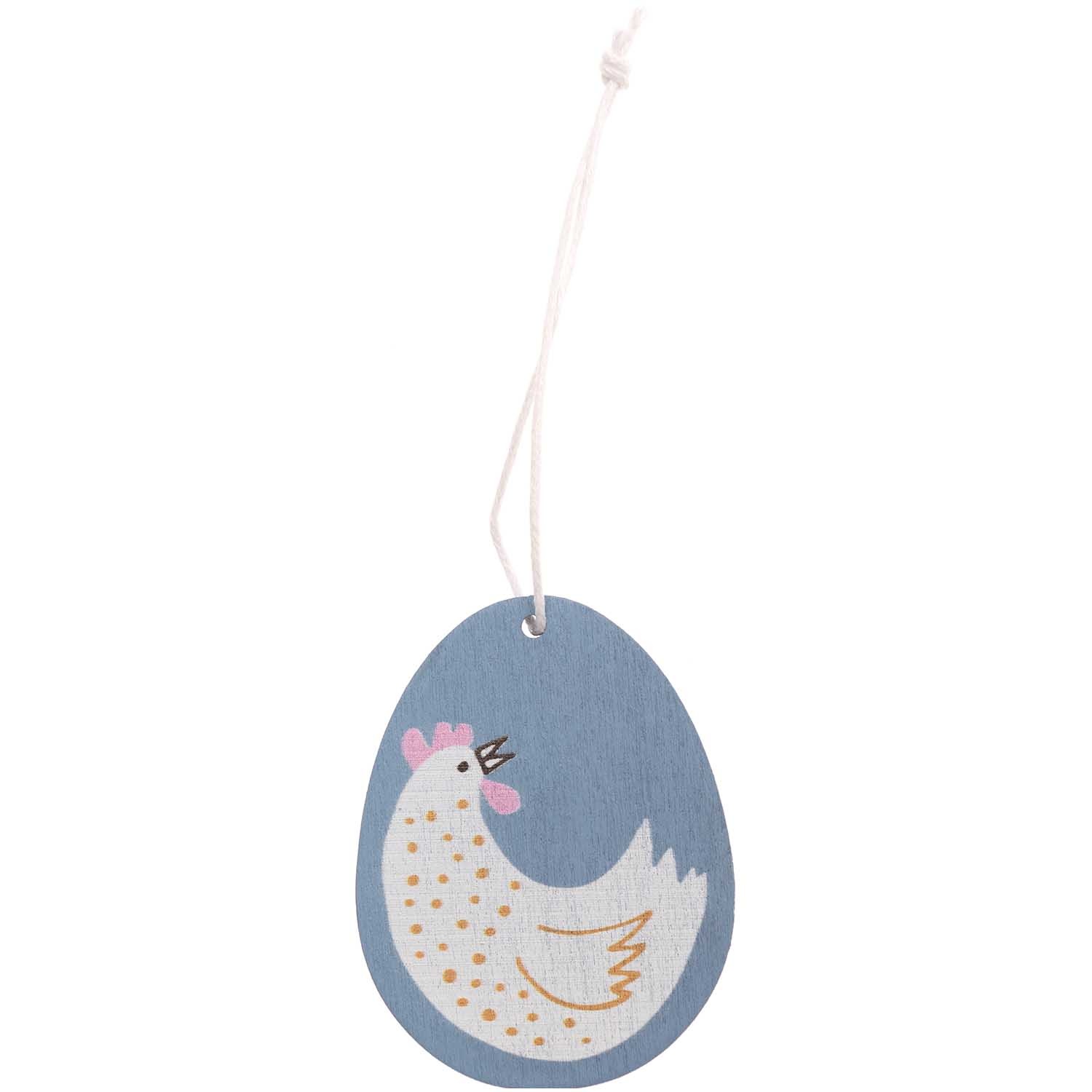 RICO WOODEN TAG EASTER EGG CHICKEN  1 PC, 46mm x 60mm