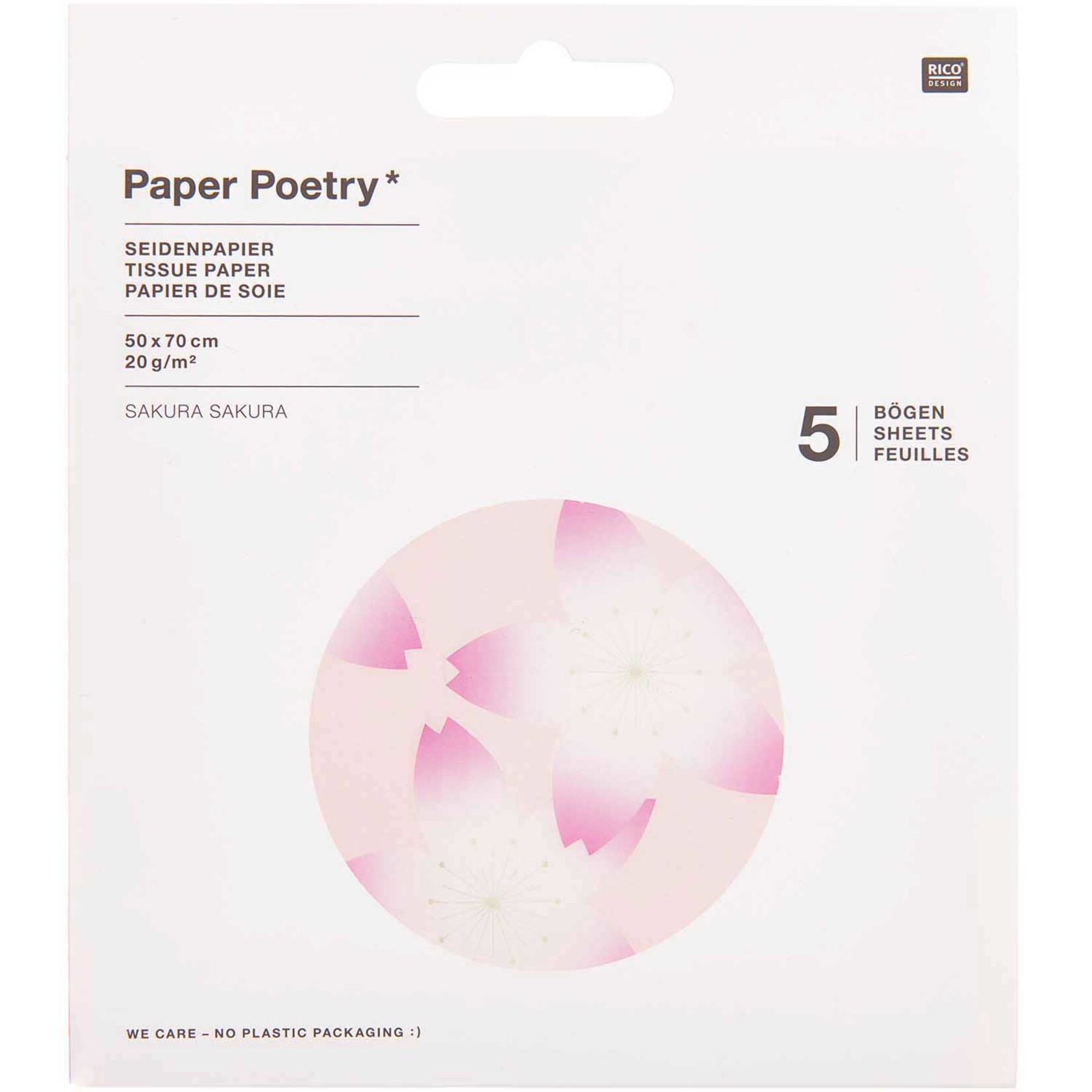 RICO Tissue paper Sakura Sakura , 5 sheet 50 x 70cm, ca. 20 g/mÃ‚Â²FSC MIX