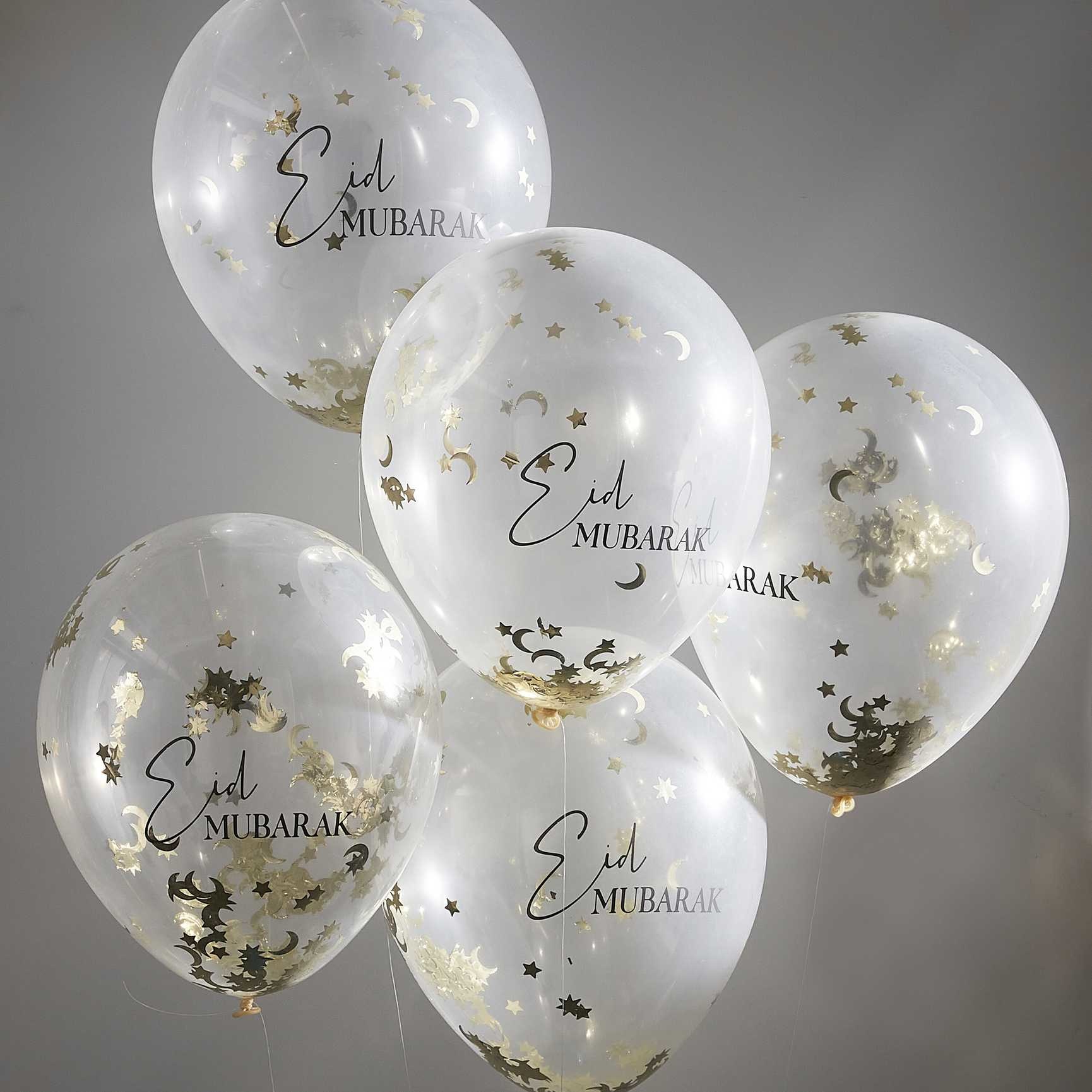 GINGERRAY Eid Mubarak Moon & Star Confetti Eid Balloon Bundle
