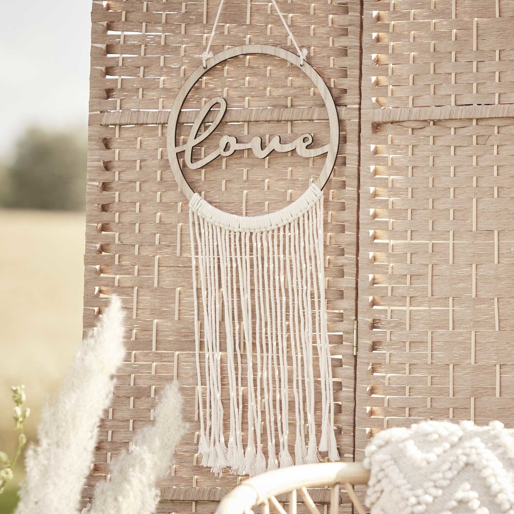 GINGERRAY Wooden Love Macrame Wall Hanging Hoop