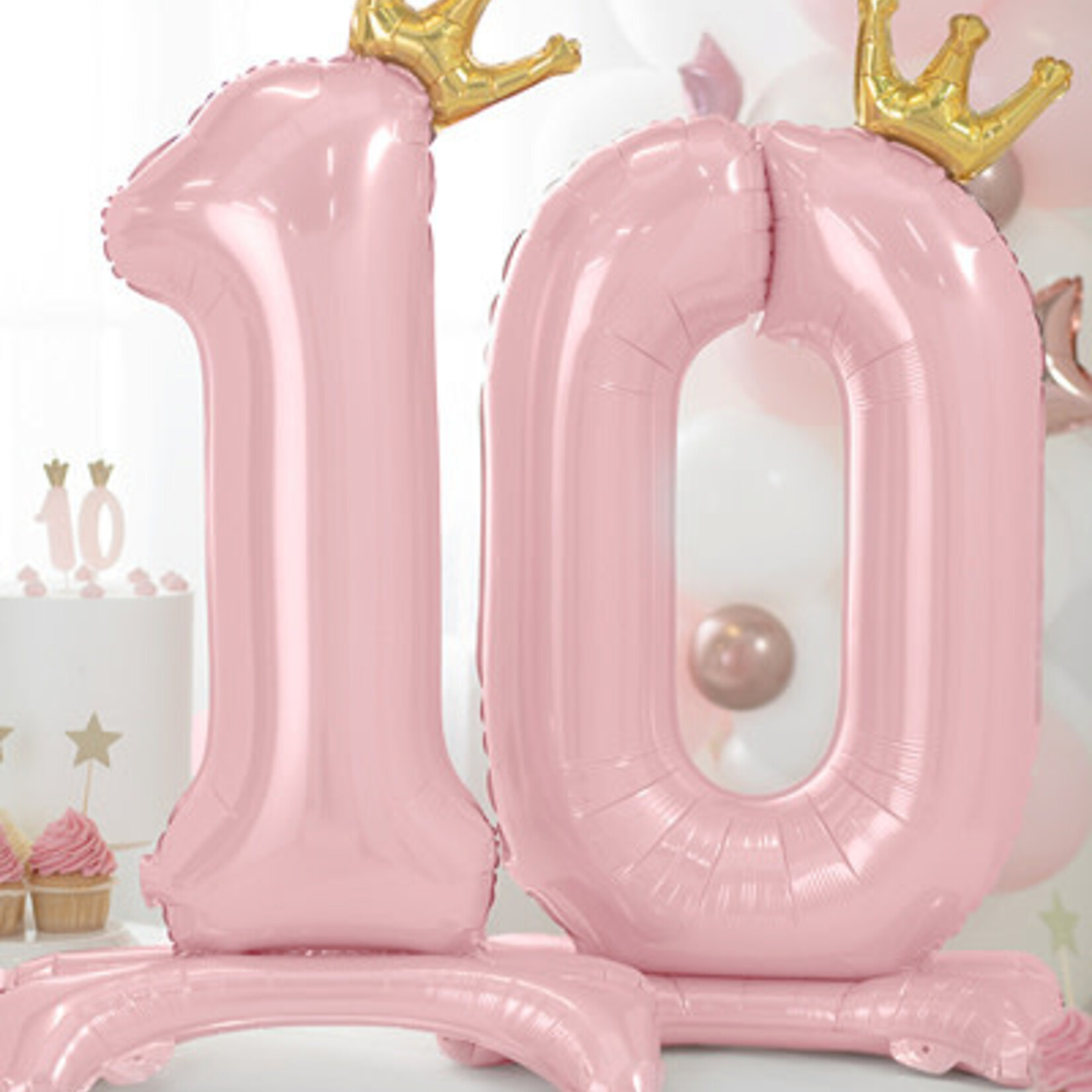 PD Standing foil balloon Number ''0'' , 84 cm, light pink