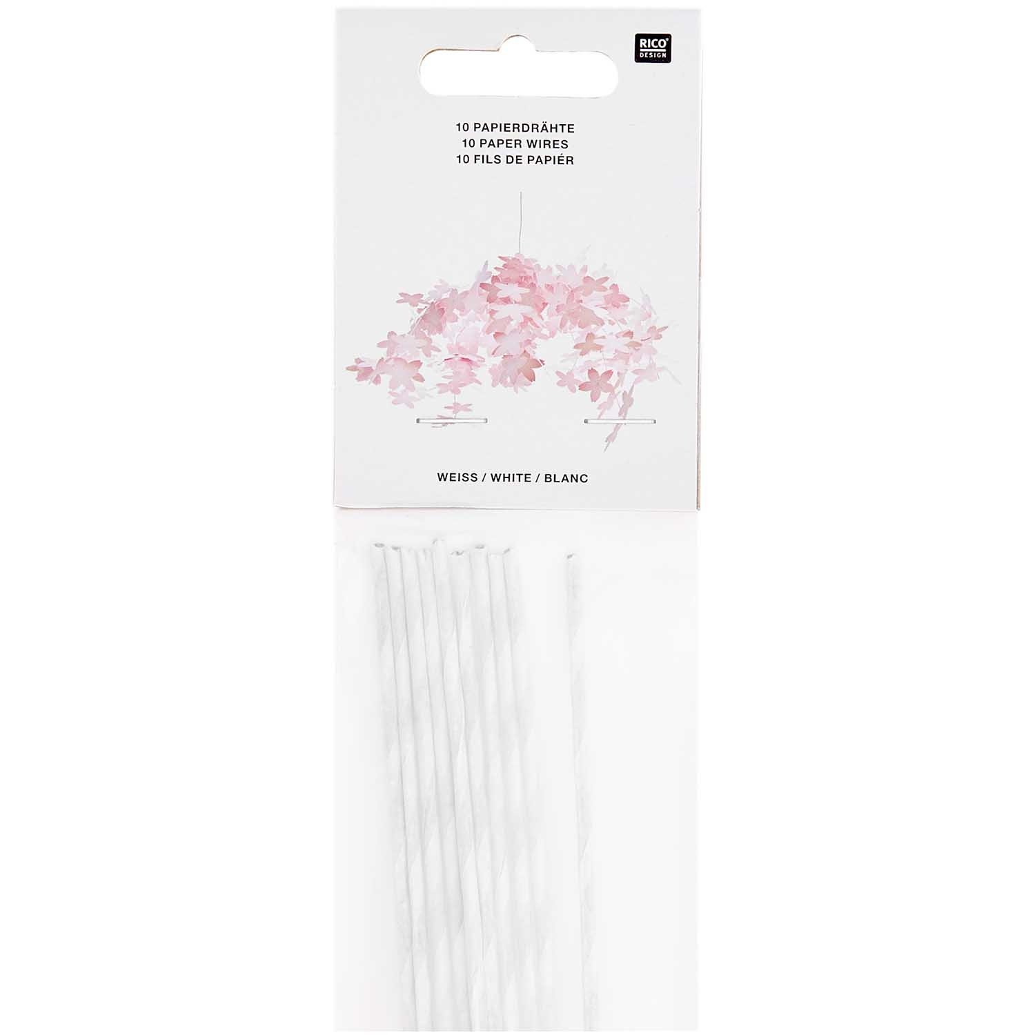 Rico NAY Paper covered wire white, 1m, 10 pcs