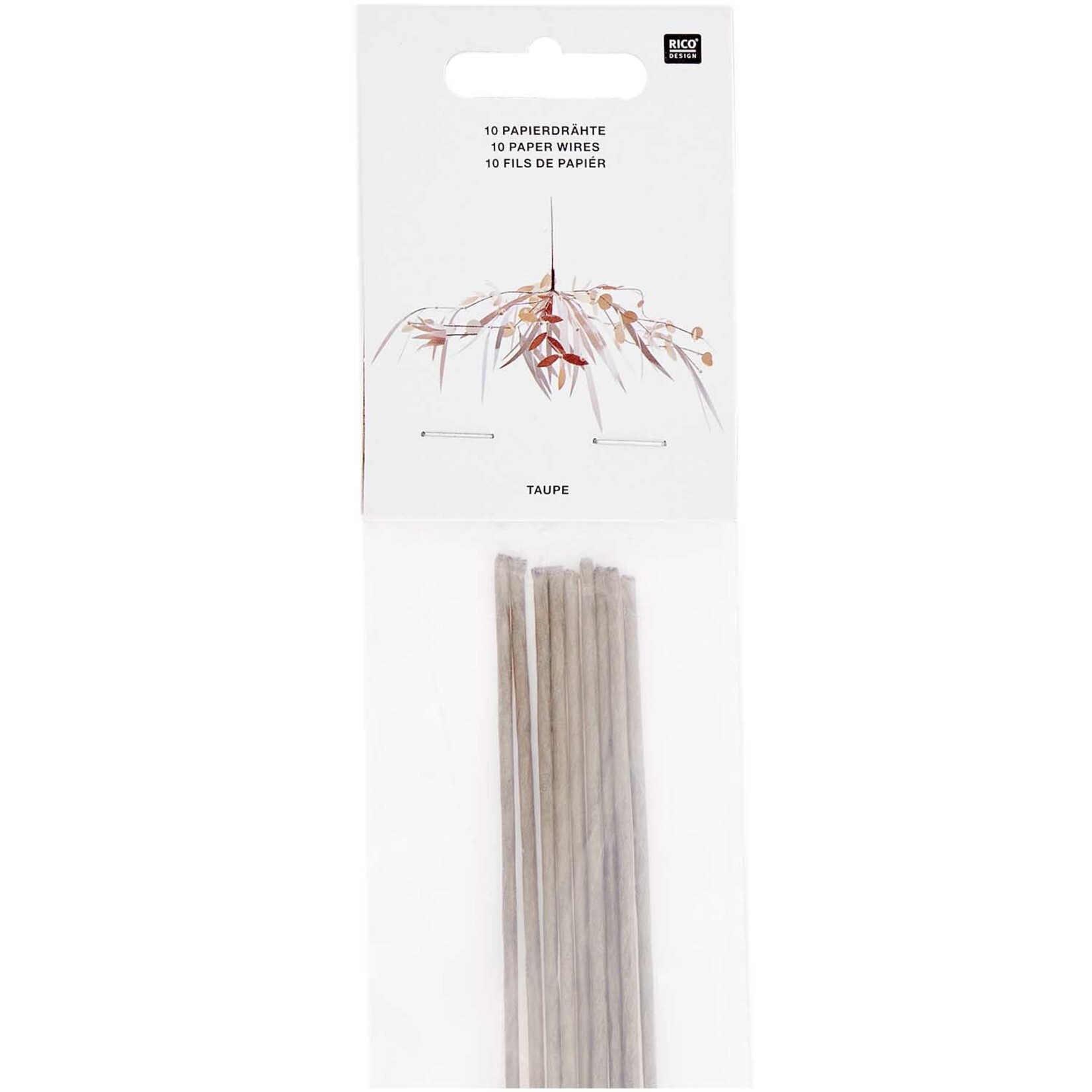 RICO Paper covered wire taupe, 1m, 10 pcs