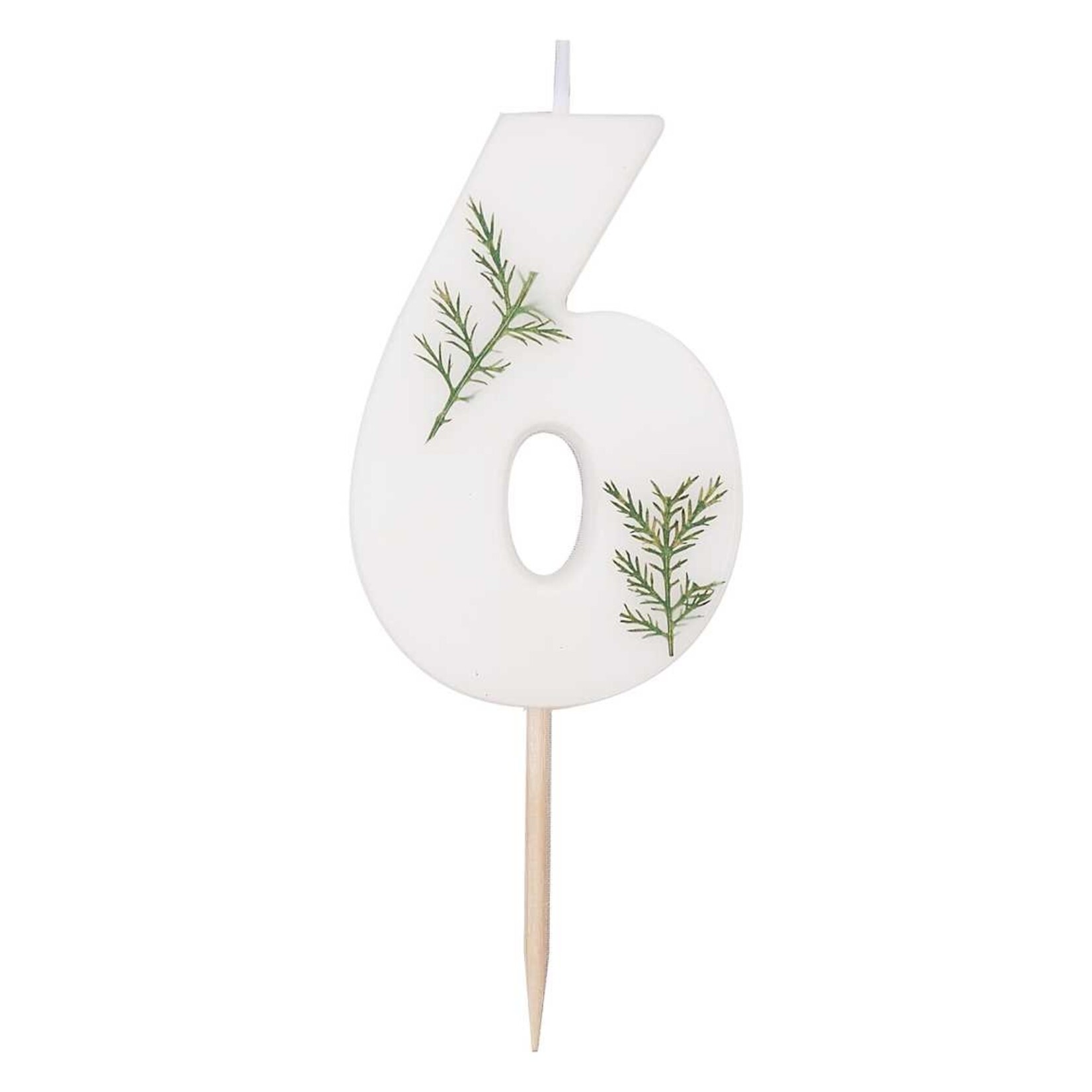 GINGERRAY Leaf Foliage Number 6 Birthday Candle