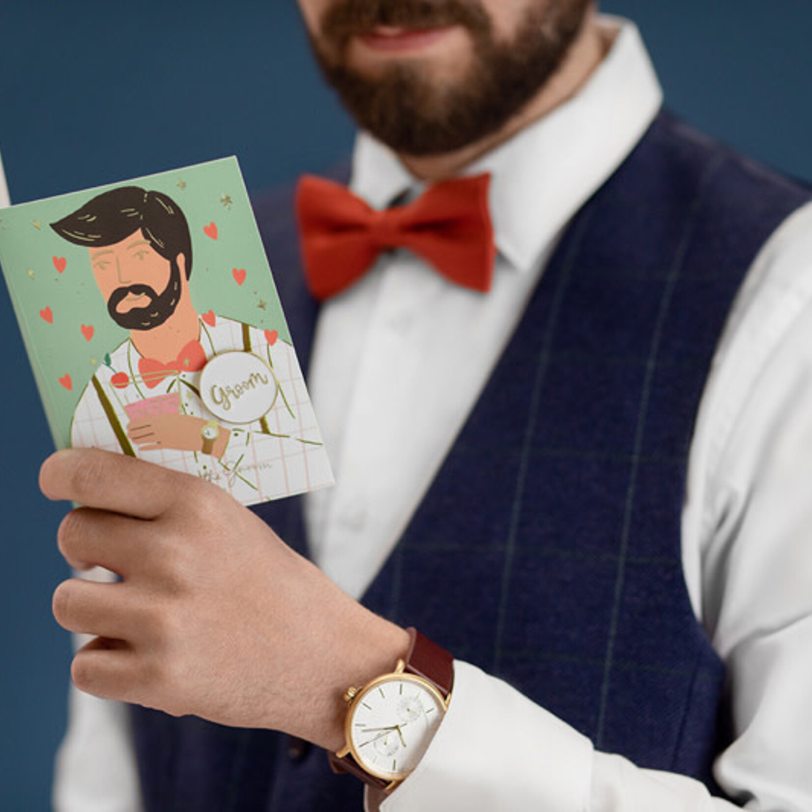 PD Card with enamel pin Groom, 10.5x15 cm