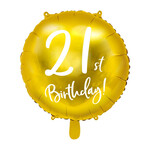 PD Foil Balloon 21st Birthday, gold, 45cm