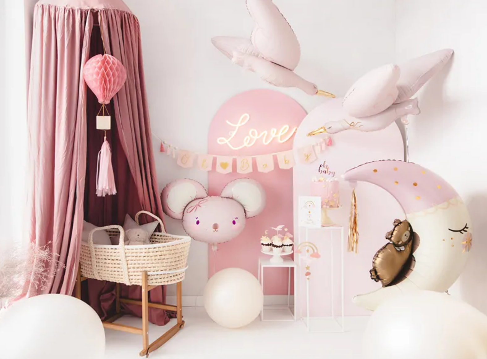 PD Foil balloon Mouse, 96x64 cm, light pink
