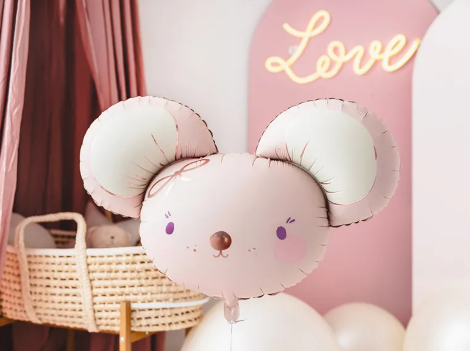 PD Foil balloon Mouse, 96x64 cm, light pink