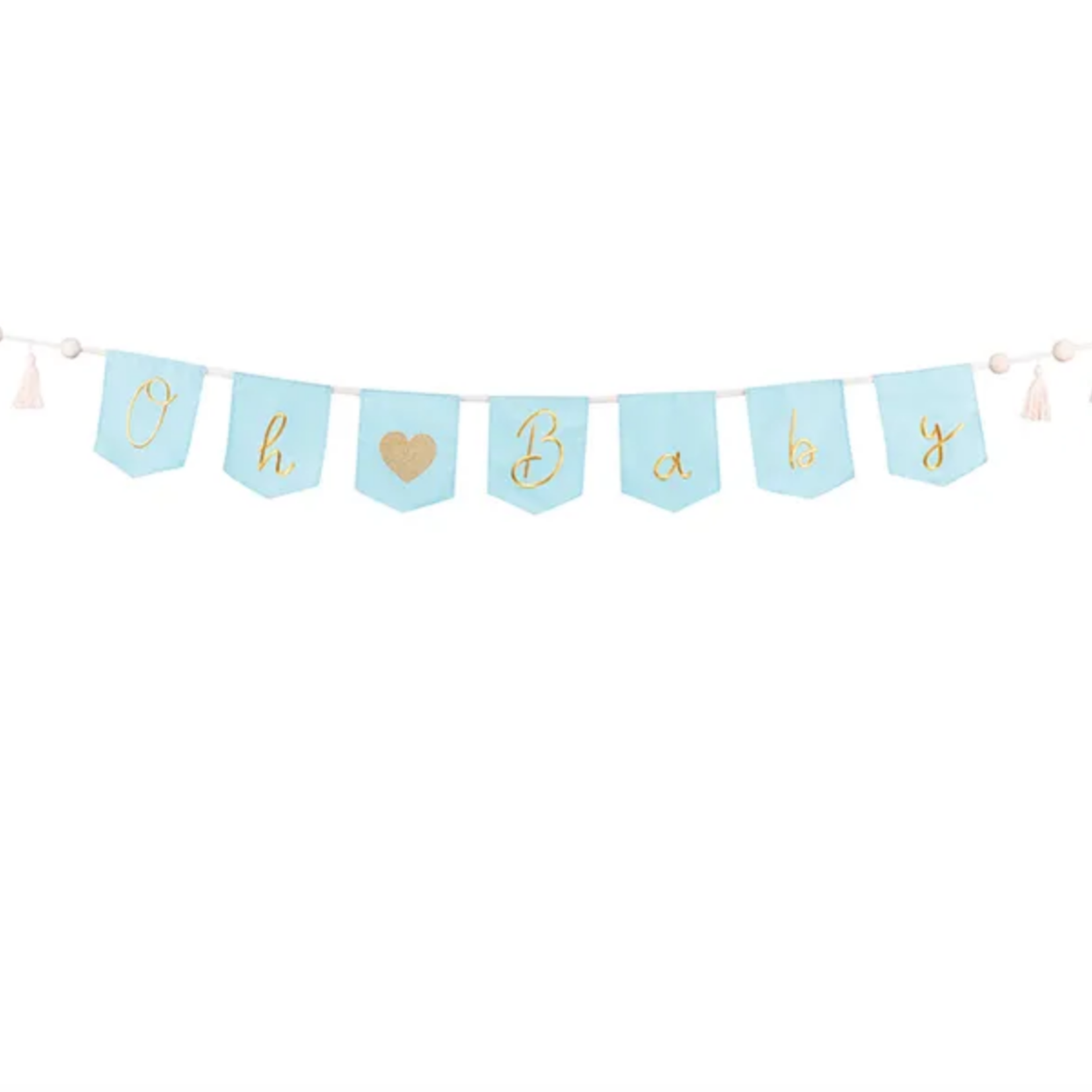 PD Cotton Banner Oh baby with tassels, sky-blue, 2.5 m