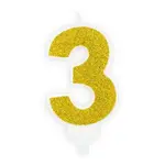 PD Birthday candle Number 3, gold, 7cm