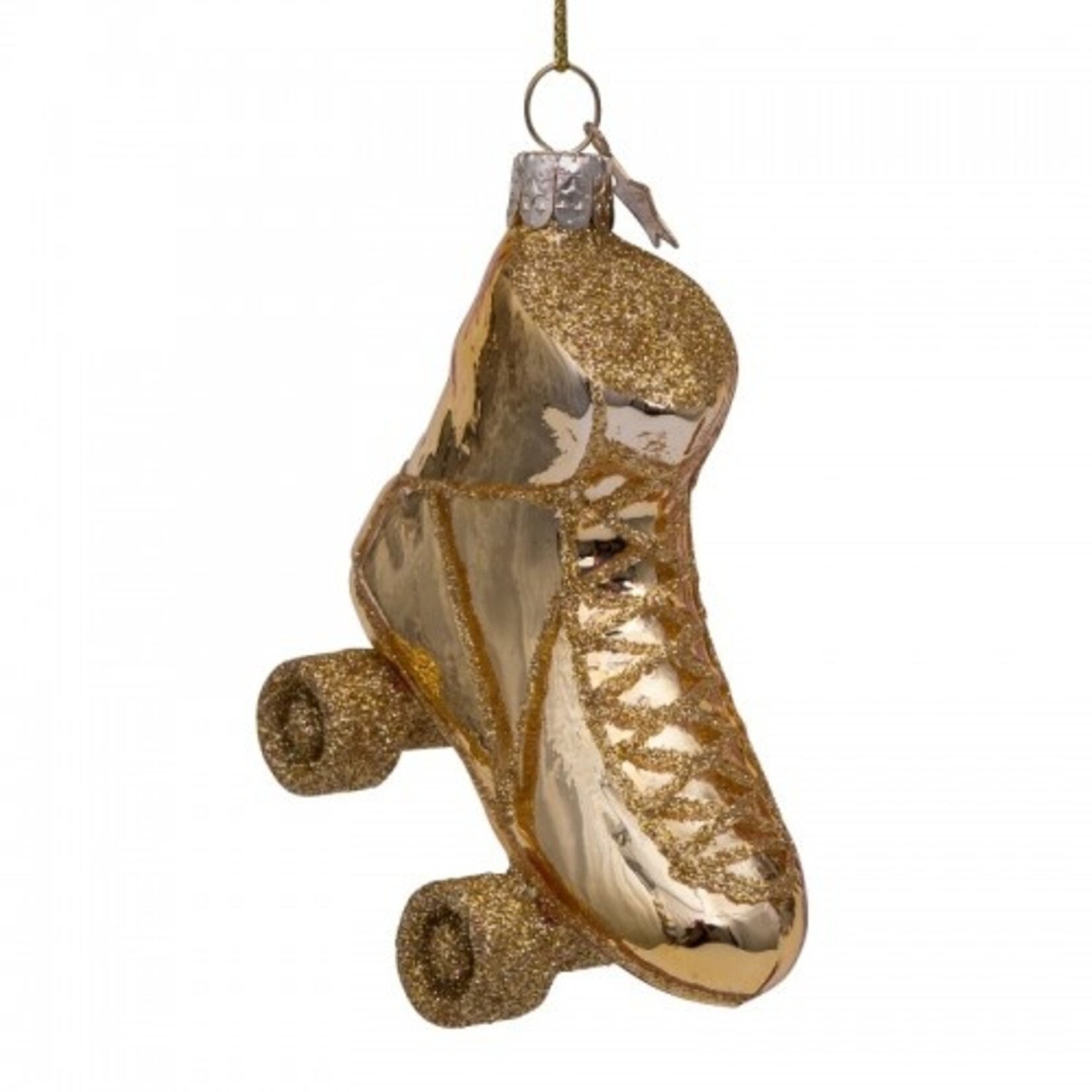 Ornament glass gold rollerskate H8cm