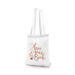 PD Tote bag - Here comes the bride, white, 39x42cm