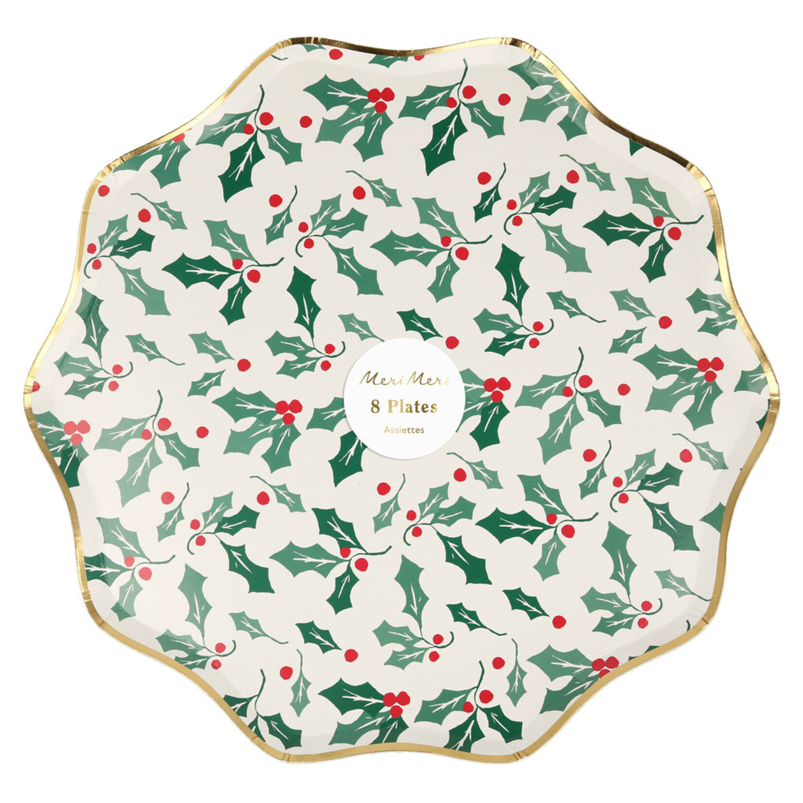 MERIMERI Holly pattern dinner plates (8pcs)