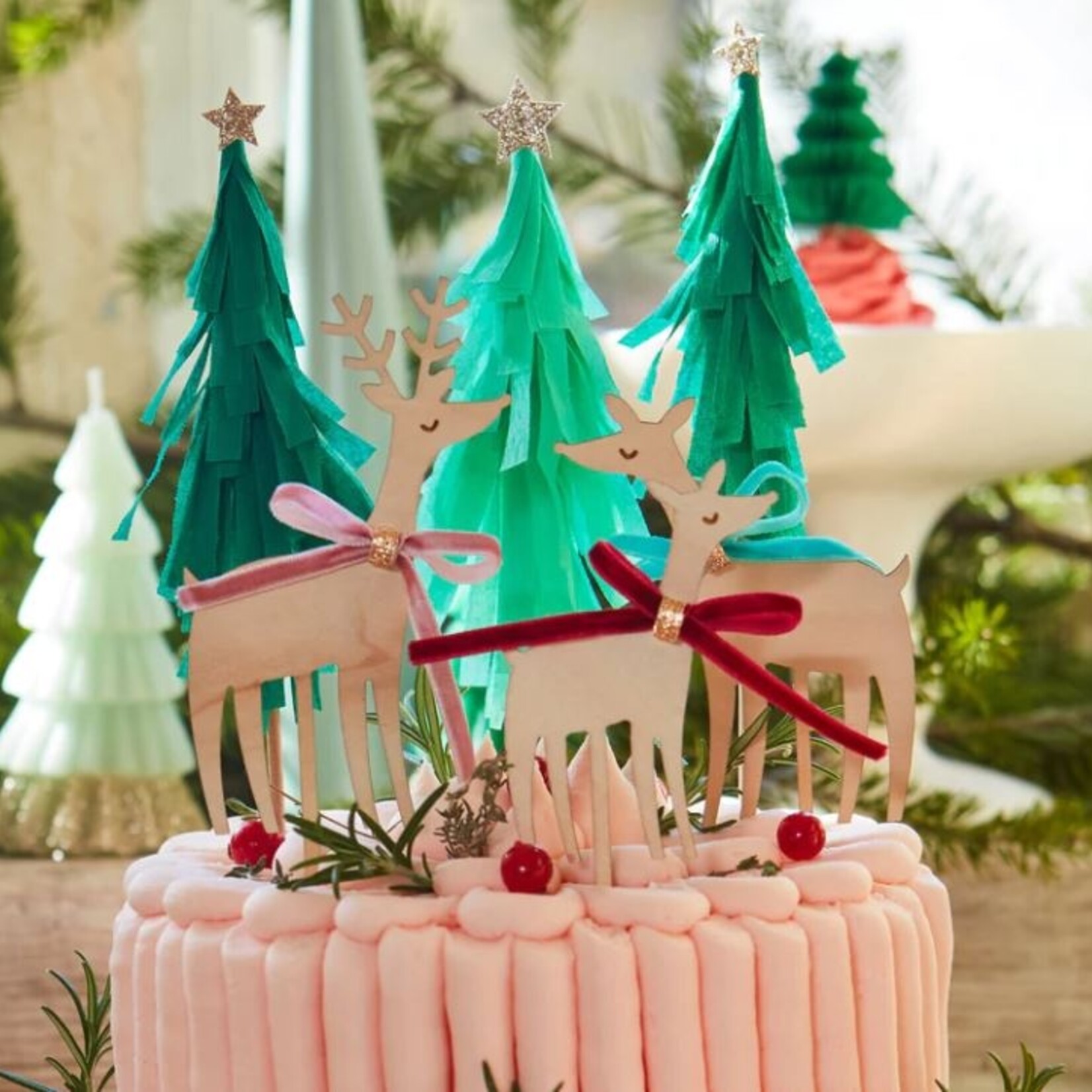 MERIMERI Reindeer family cake toppers