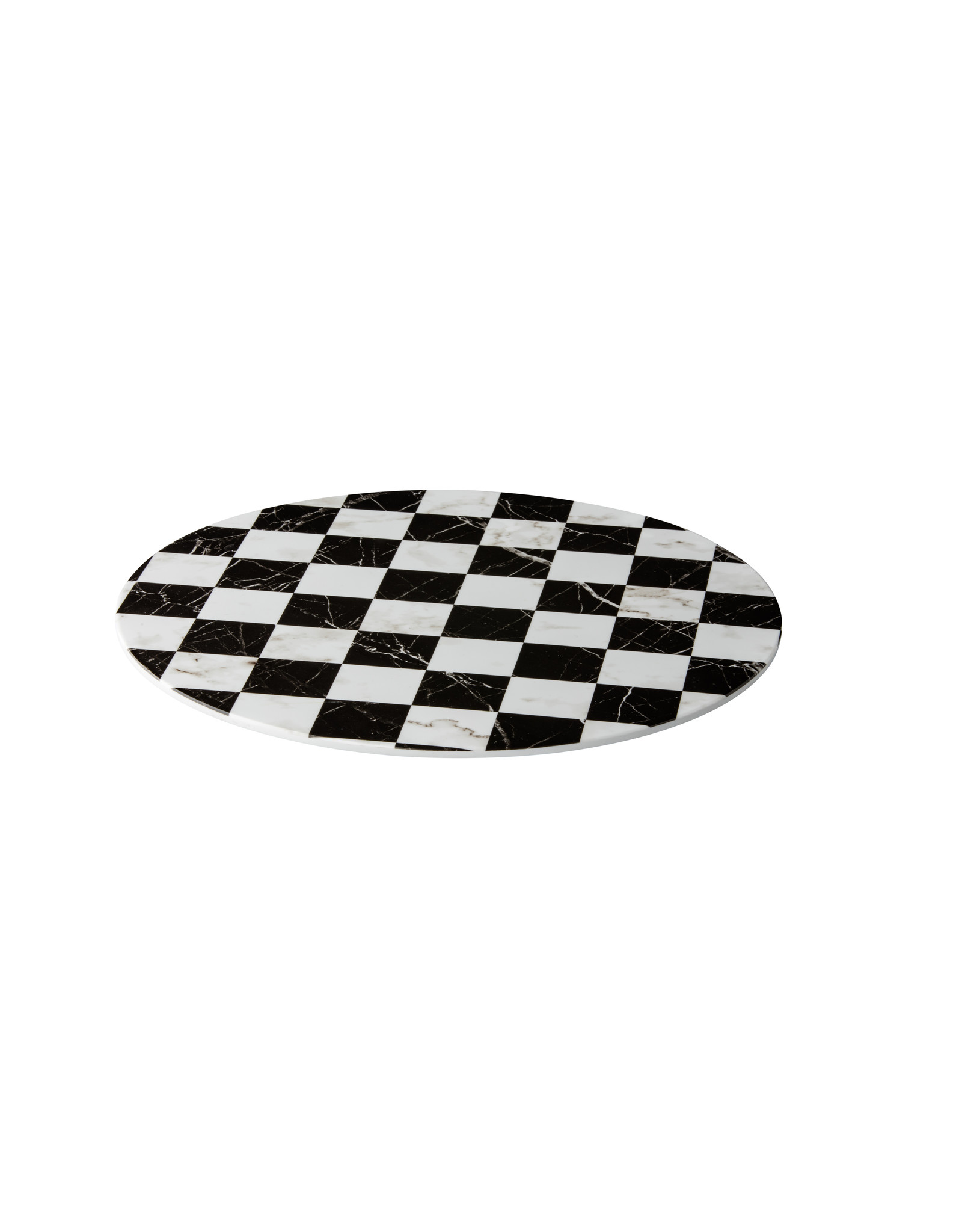 Stylepoint Plateau black/white checked round 33cm