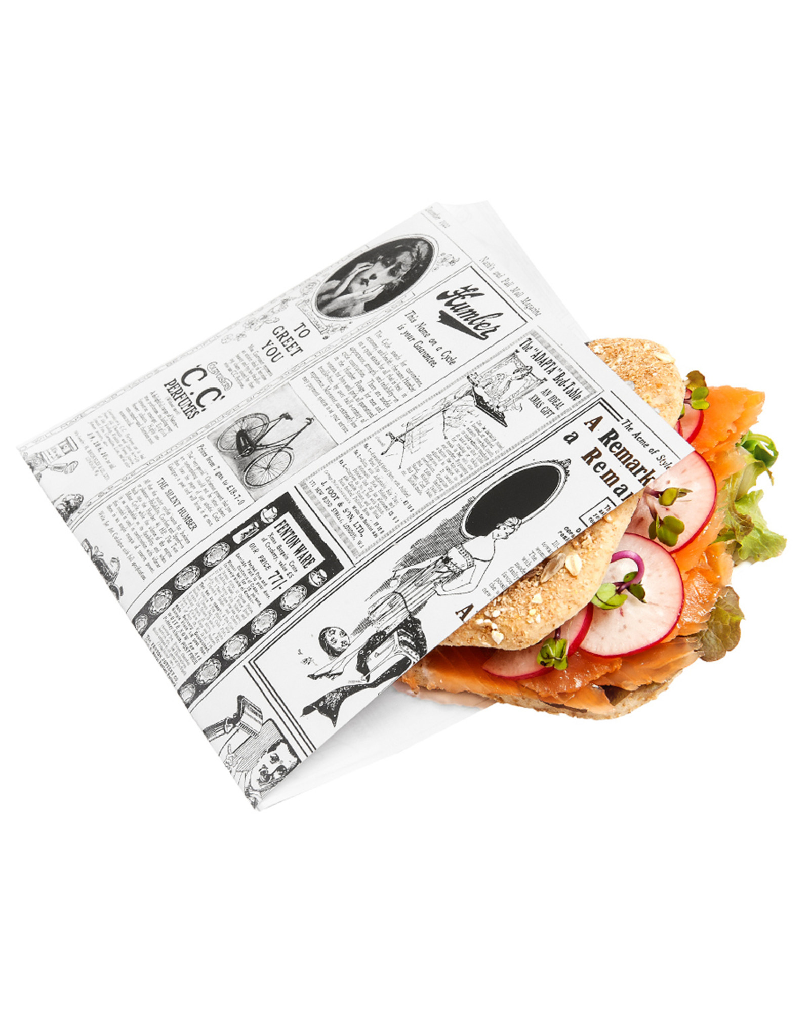 Stylepoint Greaseproof paper bag "Newspaper white" 500 pcs