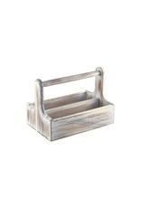 Stylepoint Houten tafelcaddy m/handvat wit 25x15,3x18 cm