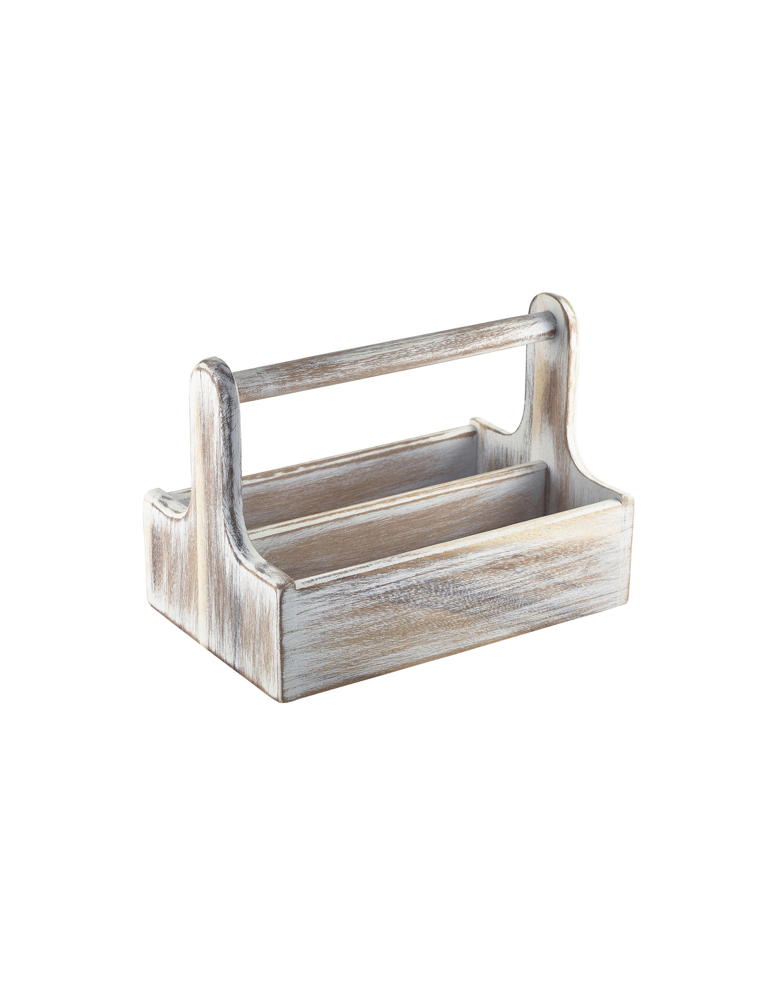 Stylepoint Houten tafelcaddy m/handvat wit 25x15,3x18 cm