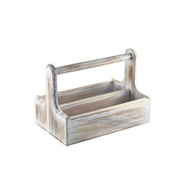 Stylepoint Wooden table caddy handled white 25x15,3x18cm