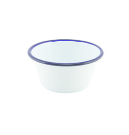 Stylepoint Enamel baking dish round with blue rim 12 cm