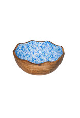 Stylepoint Houten kom blauwe bloem  30x11 cm 3L