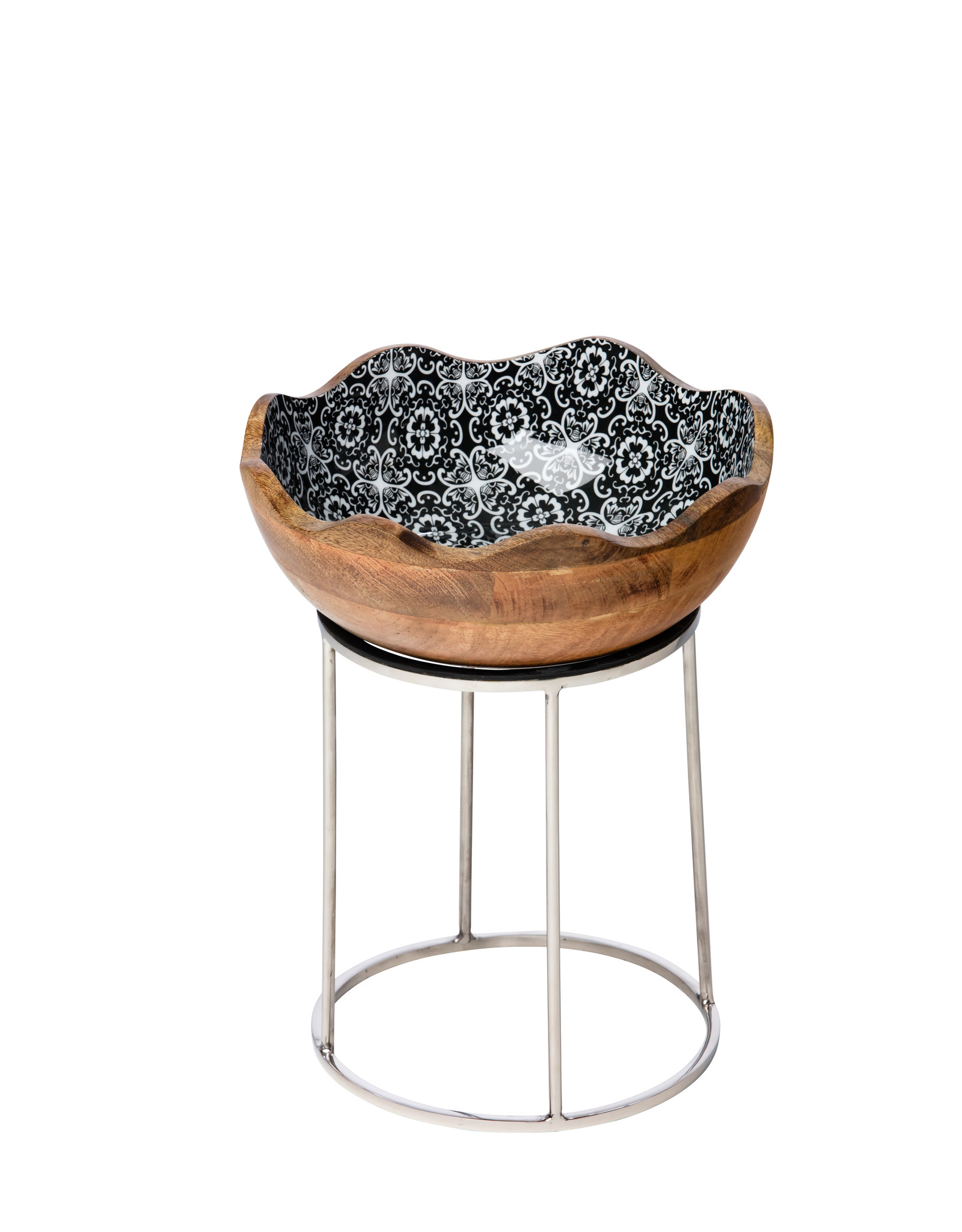 Stylepoint Wooden Bowl black flower  30x11 cm