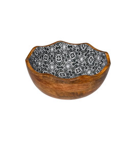 Stylepoint Wooden Bowl black flower  30x11 cm