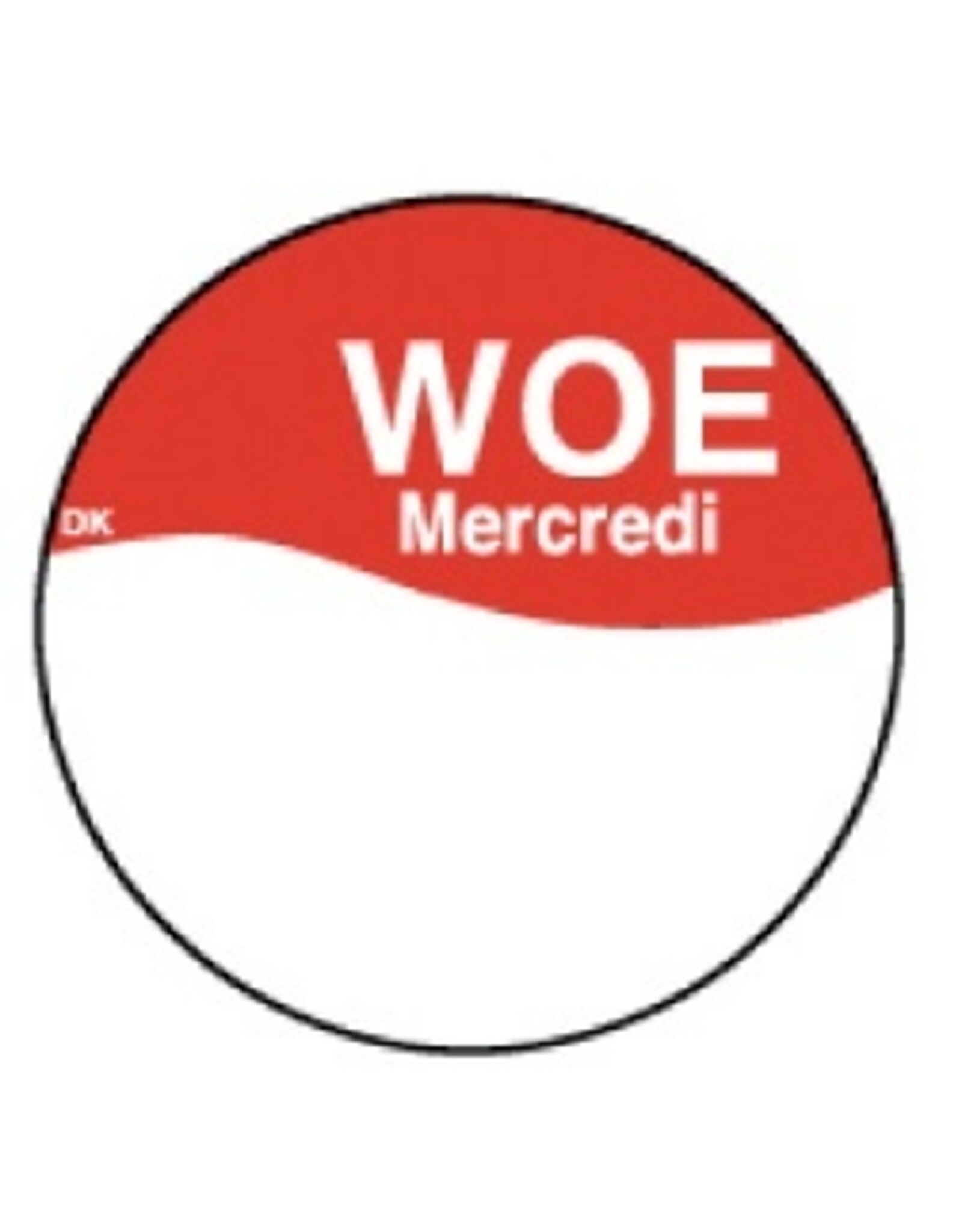 Stylepoint Perm. sticker m/schrijfvl. woensdag 19 mm 1000/rol