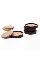 Liiton LIITON Leather Coaster 9,6cm, cork inside, 4-pack, giftbox