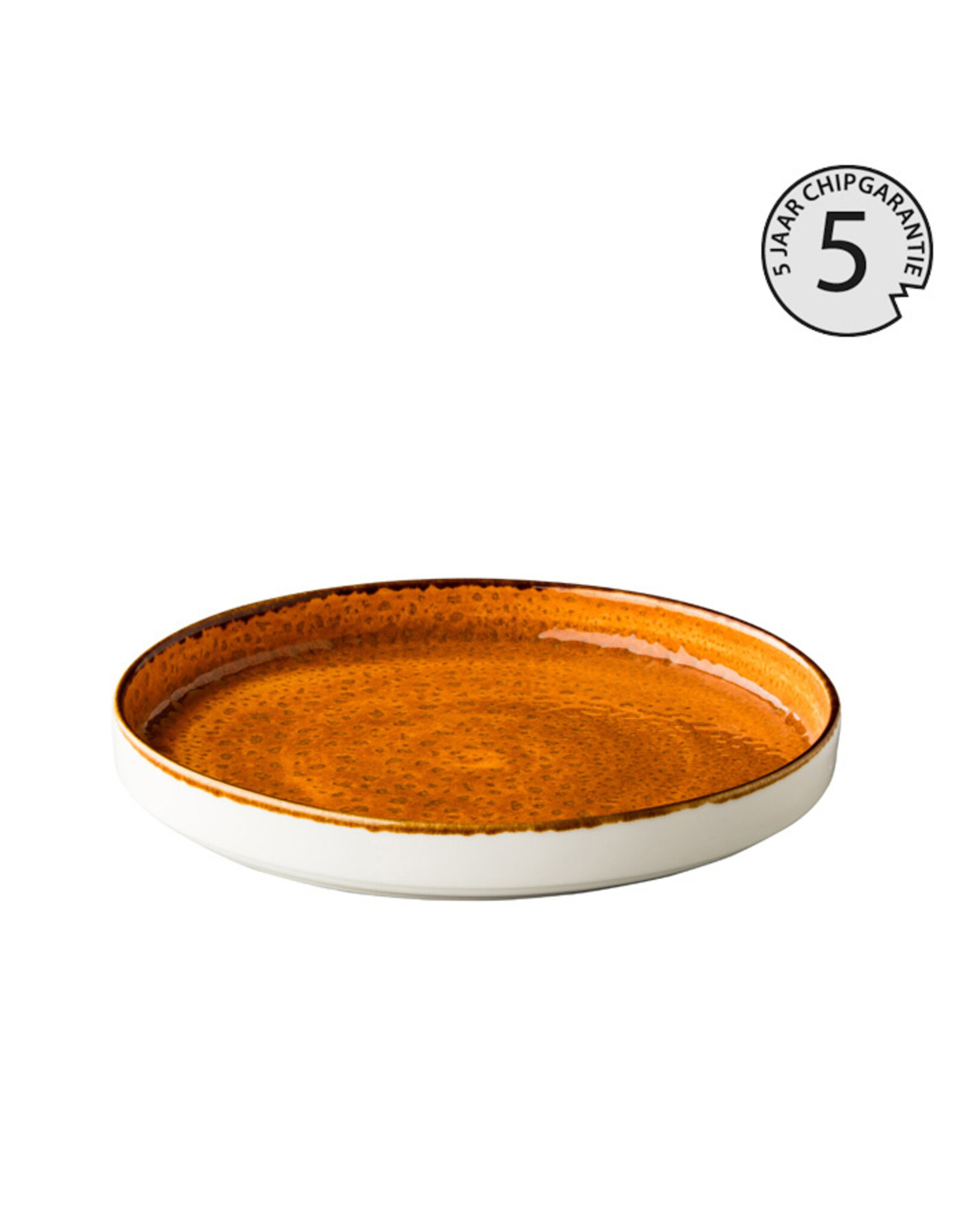 Stylepoint Jersey rond bord opstaande rand oranje 20,4 cm stapelbaar - 5 jaar chipgarantie