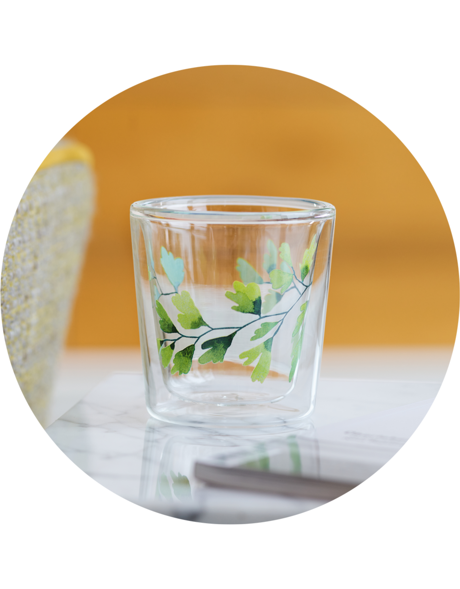 Eigenart Theeglas Lyn Gingko dubbelwandig  temperatuur-resistent borosilicaat glas 250 ml