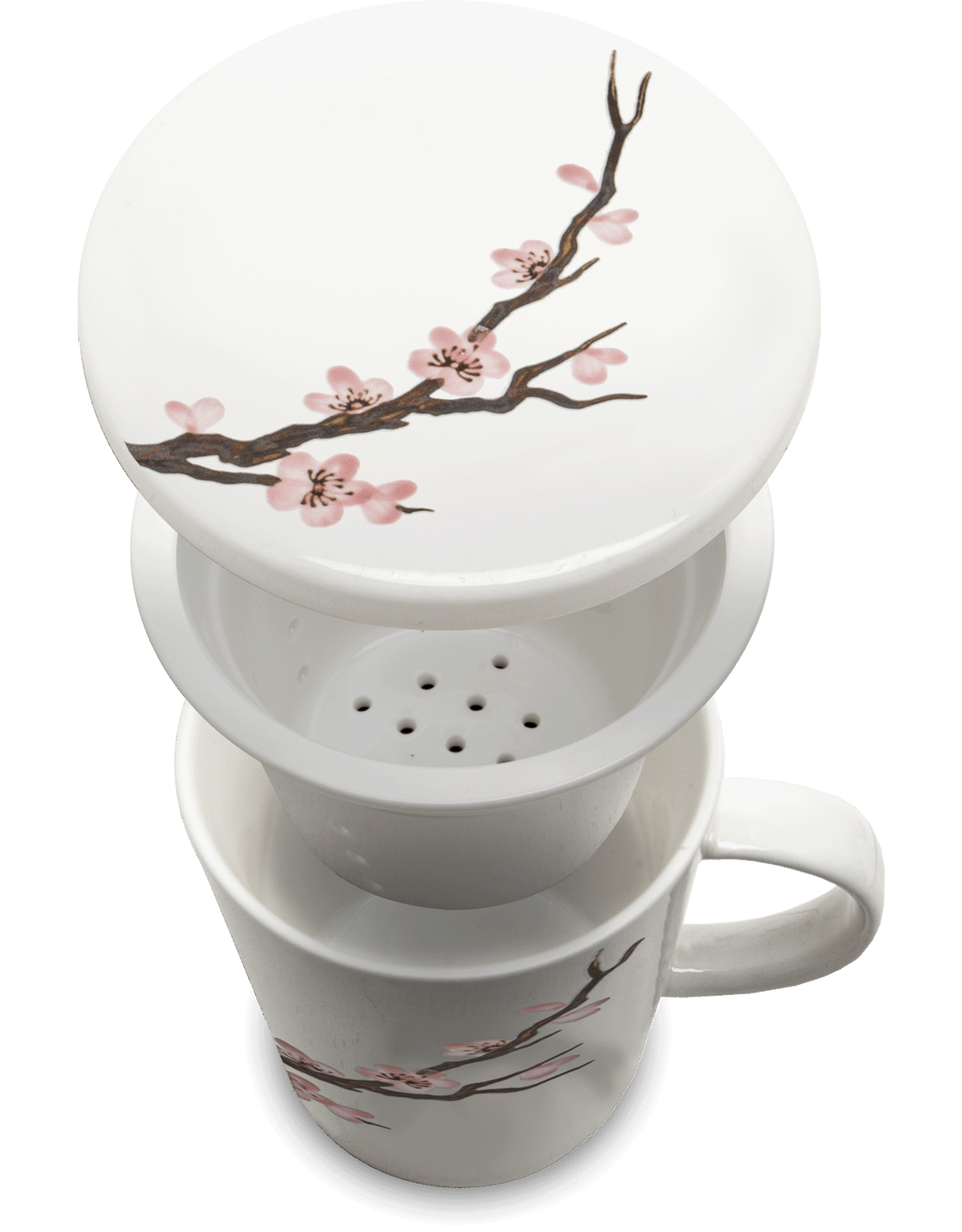 EDO Japan Theebeker set, Sakura, porseleinen filter, 350ml