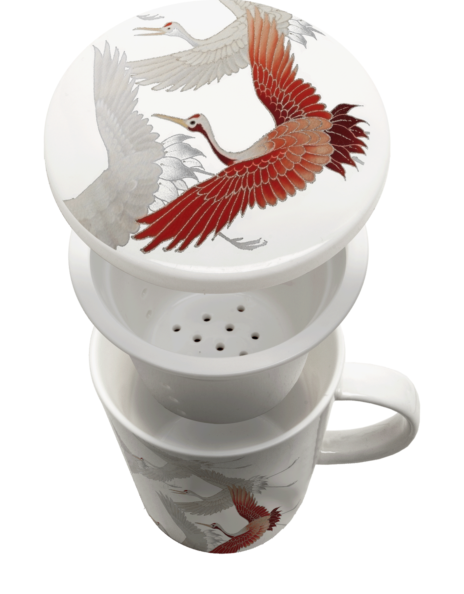 EDO Japan Teamug set, Crane White, porcelain filter, 350ml