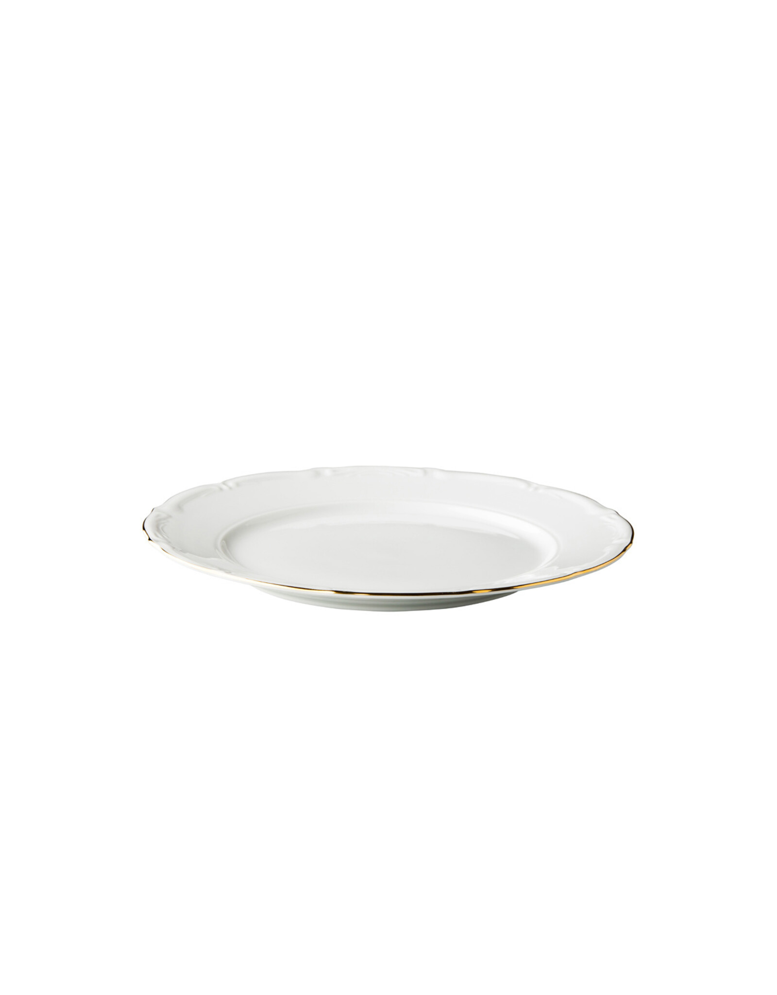 Stylepoint Q Basic Maria Theresa Plate, White with gold rim, 28cm