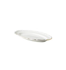 Stylepoint Q Basic Maria Theresa White Oval Plate, gold rim, 26cm