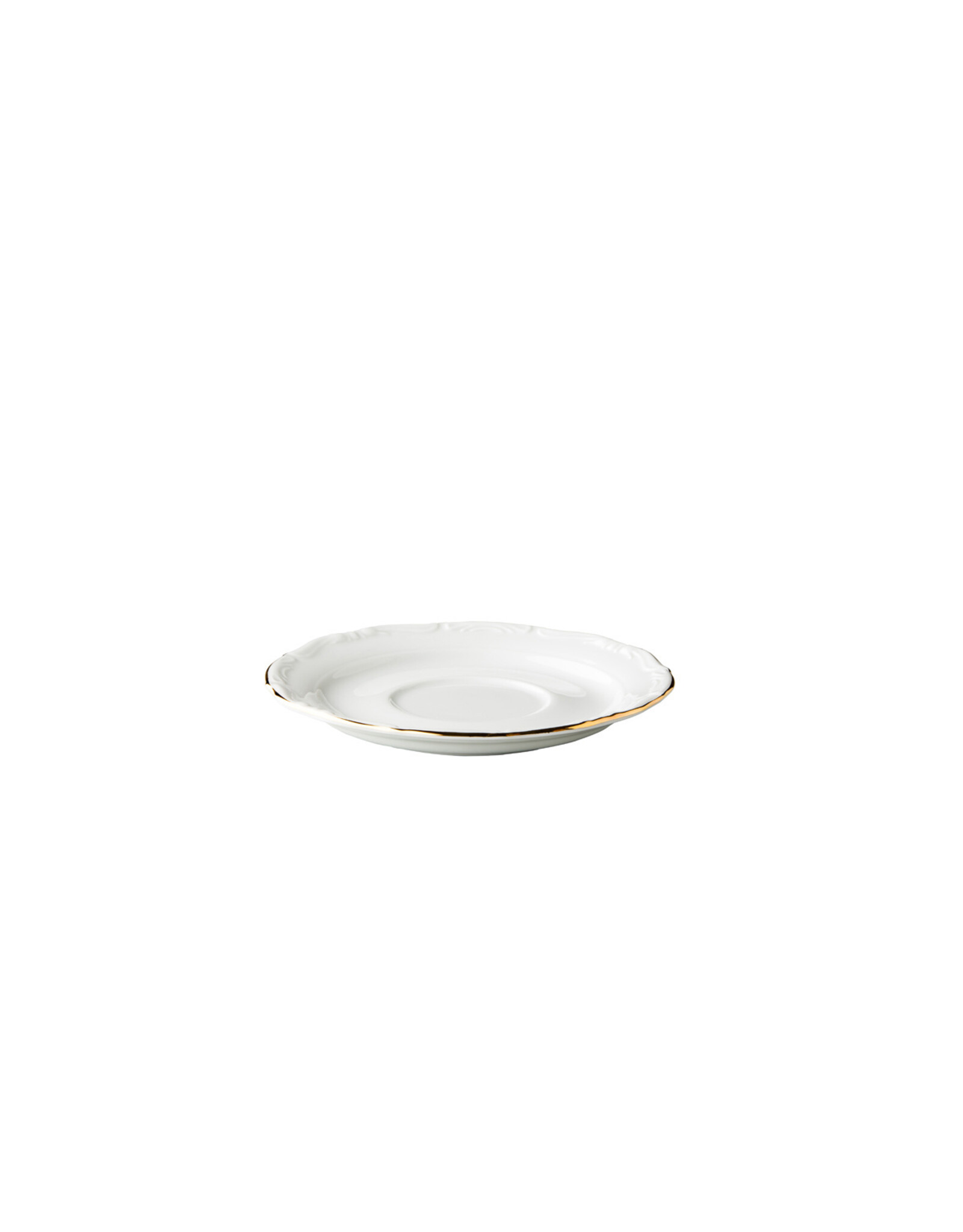 Stylepoint Q Basic Maria Theresa Saucer for Soup Cup, White with gold rim, 17cm