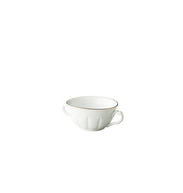 Stylepoint Q Basic Maria Theresa Soepkom met 2 handvaten, Wit met gouden rand, 300ml