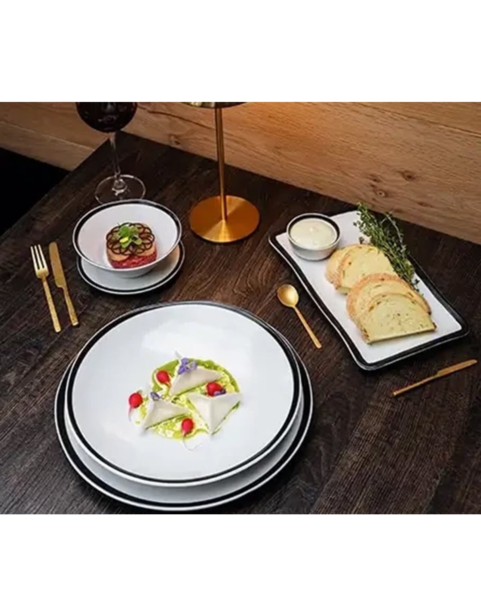 Stylepoint Eclipse plate, rectangular, white with black rim, 27,5x15,6 cm