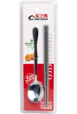 EDO Japan Chopstick set, 1 inox spoon + 1 pair inox chopsticks, blister