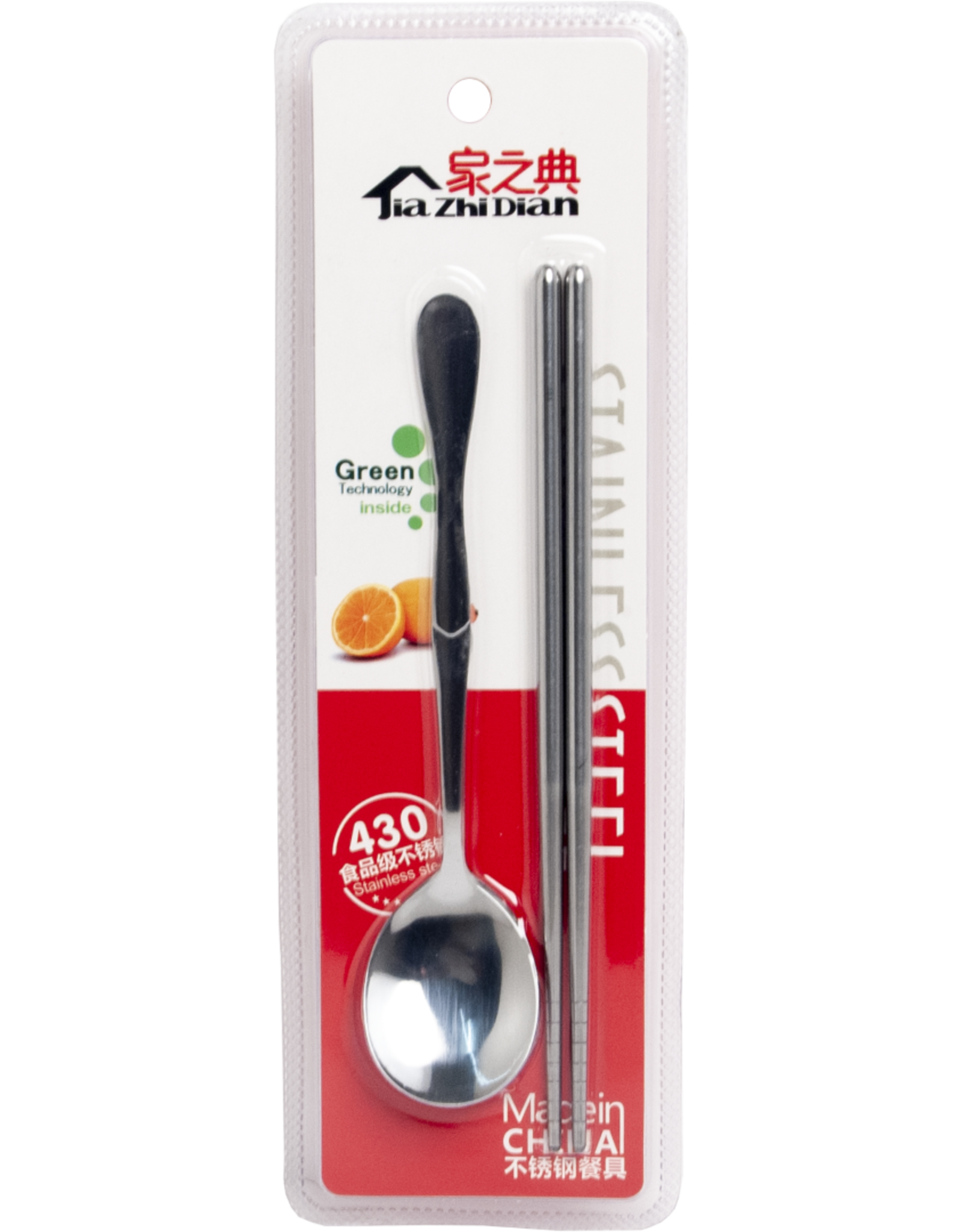 EDO Japan Chopstick set, 1 inox spoon + 1 pair inox chopsticks, blister